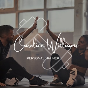 Modern logo-ontwerp personal trainer: minimalistische fitnessbranding (digitaal)