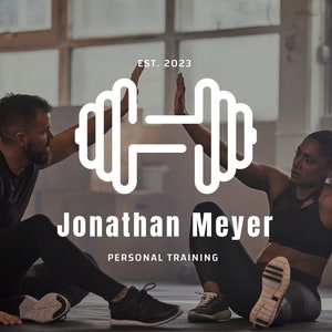Minimalistisch logo-ontwerp personal trainer: fitnessbrandingpakket (PNG, SVG)