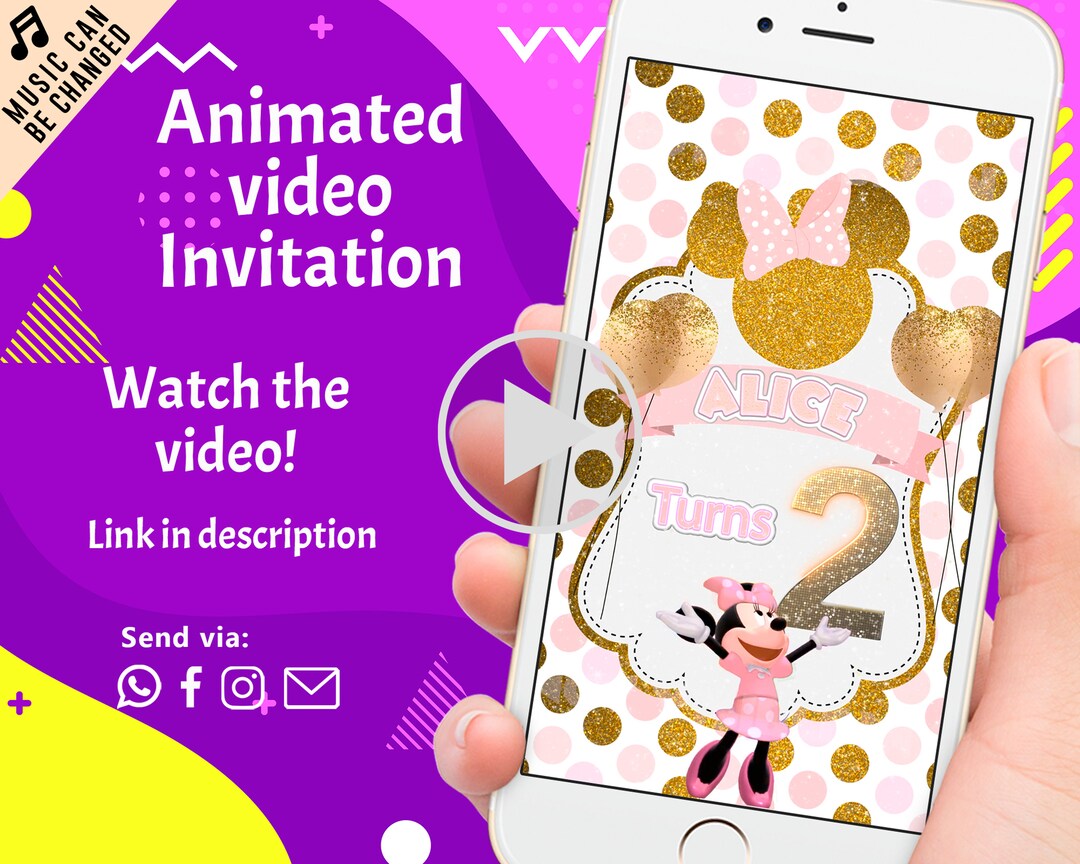 Minnie Mouse Invitation Minnie Mouse Birthday Minnie Mouse Etsy