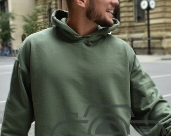 olive green pullover hoodie men's