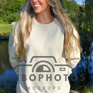 Gildan 18000 Mockup | Gildan Sand Sweatshirt Mockup | Sweatshirt Model Mockup | Gildan Sand | 18000 Sand | Oversized mockup | Crewneck mock