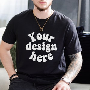 Bella Canvas 3001 Tshirt Mockup | Male Model Mockup | Aesthetic Mockup Men | Black T-shirt Mens Mockup | Lifestyle Mens Mock up
