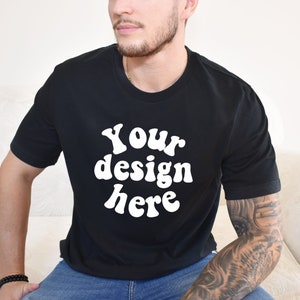 Bella Canvas 3001 Mockup, 3001 male mockup, 3001 Bella Canvas Mockup, T-Shirt Mockup, black shirt mockup, Male t-shirt Mockup