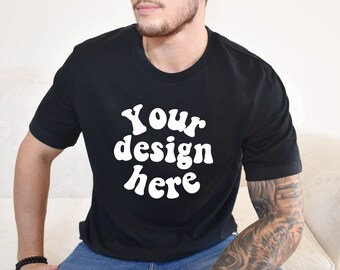 Bella Canvas 3001 Mockup, 3001 male mockup, 3001 Bella Canvas Mockup, T-Shirt Mockup, black shirt mockup, Male t-shirt Mockup