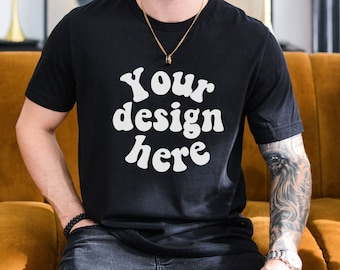 Bella Canvas 3001 Tshirt Mockup | Male Model Mockup | Aesthetic Mockup Men | Black T-shirt Mens Mockup | Lifestyle Mens Mock up