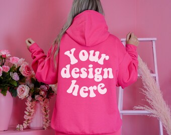 Back hoodie mockup heliconia, 18500 mockup back heliconia, Gildan 18500 mock ups, 18500 back mockup, 18500 Heliconia mockup, 18500 mockup
