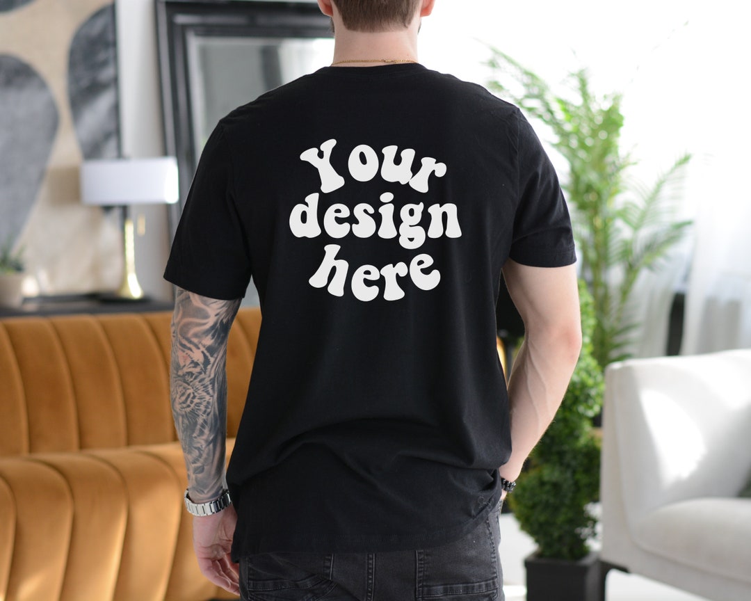 Bella Canvas 3001 Back of Tshirt Mockup Male Model Mockup Aesthetic ...