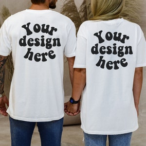 cc1717 white mockup back, 1717 mock ups, Comfort Colors couple mockup, White Comfort Colors, 1717 White back Mockup, 1717 couple mockup back