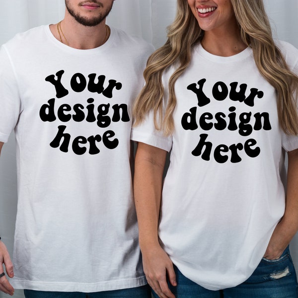 Couple Model Mockups Bella Canvas 3001 Couple Mockup| White T-shirt Mockup Men and Women Shirt Mockups| Model Mockup Shirt Husband wife mock