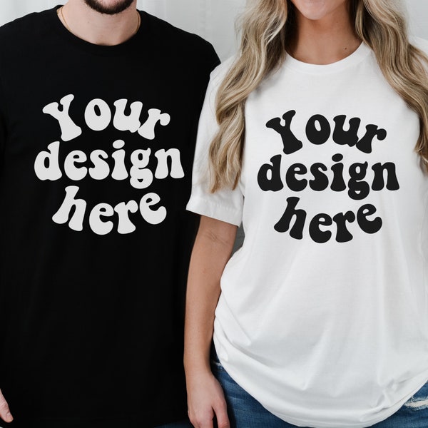 Maquette de tshirt de couple, maquette de couple 3001, toile de Bella 3001, maquette de couple, maquette de papa maman, maquettes de chemises hommes et femmes, chemise maquette