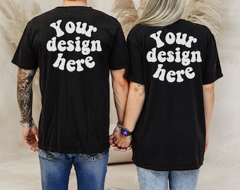 cc1717 mockup terug, 1717 mock-ups, Comfort Colors paar mockup, Back Comfort Colors, 1717 Back Mockup, 1717 paar mockup Mannen vrouwen mock