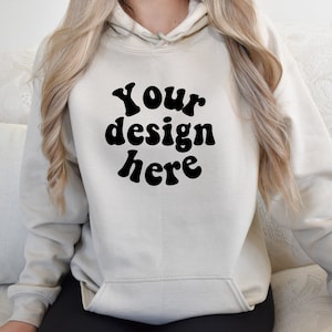 Gildan 18500 Sand Hoodie Mockup | Gildan Sand Sweatshirt Mockup | Front 18500 Mockup | Jumper Mockup | 18500 Front Model |Boho hoodie mockup