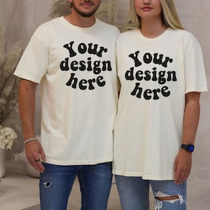 cc1717 ivory mockup, 1717 ivory mockup, 1717 couple mockup, 1717 mock ups, ivory Comfort Colors mockup, Comfort Colors couple mockup, Boho