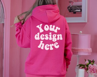 Back hoodie mockup heliconia, 18500 mockup back heliconia, Gildan 18500 mock ups, 18500 back mockup, 18500 Heliconia mockup, 18500 mockup