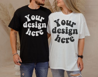 Paar Tshirt Mockup, Paar Mockup 5000, Gildan 5000 Paar Mockup, Mama Papa Mockup, Männer und Frauen Shirt Mockups, Paar Mockup Shirt