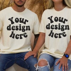 Comfort Colors ivory mockup, Couple mockup, cc1717 ivory mockup, 1717 ivory mockup, 1717 couple mockup, 1717 mock up