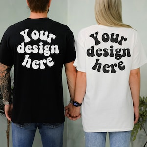 Couple tshirt back mockup, Couple Mockup 5000, Gildan 5000 couple mockup, Mom dad mockup, Men and Women Shirt Mockups, Couple Mockup Shirt
