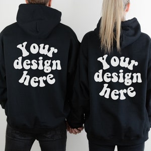 Paar Hoodie Mockup Rückseite, Männer Frauen Hoodie Mockup, Rückseite 18500 Mockup, Ehemann Frau Sweatshirt Mockup, Gildan 18500 Rückseite Hoodie Mockup