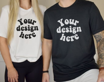 Couple Model Mockups Bella Canvas 3001 Couple Mockup| Black White T-shirt Mockup Men and Women Shirt Mockups Model Mockup Shirt