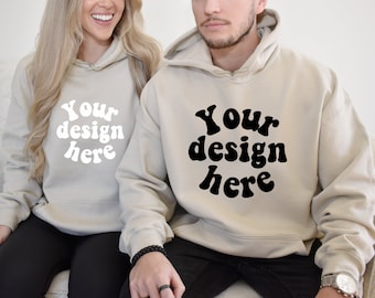 Couple hoodie mockup, sand 18500 mock, Double sweatshirt Mockup, Gildan 18500 Mockup, Hoodie mockup, trendy hoodie mockup, hooded mockup