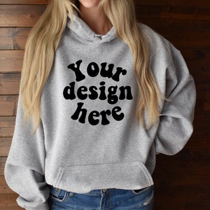 G18500 mockup, sport grey hoodie mockup, Front Hoodie Mockups, trendy hoodie mockup, Boho hoodie mockup, Trendy mock, Gildan 18500 Mockup