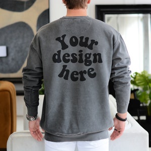 Comfort Colors 1566 Pepper, Back 1566 comfort Colors mockups men, pepper mockup back, 1566 Sweatshirt Mockup Men, Men Model Mock up