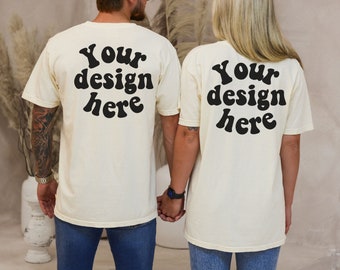 cc1717 ivory mockup back, 1717 ivory mockup back, 1717 couple mockup, 1717 mock ups Ivory Comfort Colors mockup Comfort Colors couple mockup