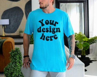 bc 3001 turquoise mockup men, Bella Canvas turquoise men mockup, Turquoise mockup tshirt, Turquoise shirt mens mockup Turquoise Bella mockup