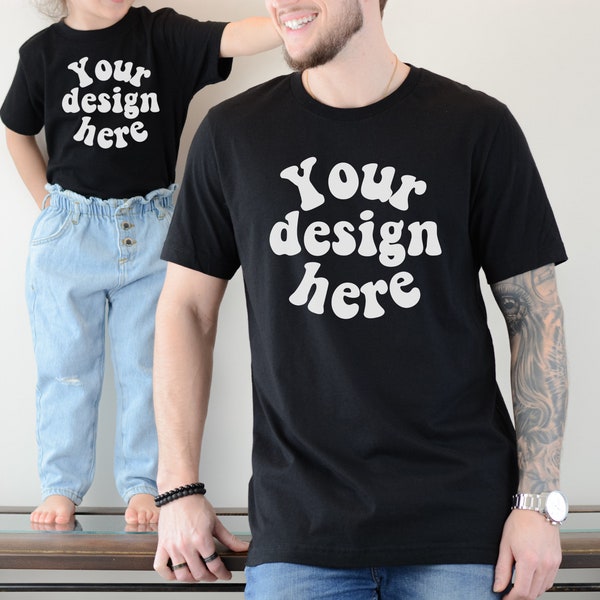 Bella Canvas 3001 Tshirt Men Mockup, Father's Day Mockup, Family Shirt Mockup, Dad T-Shirt Mockup, Child Model Mockup, Daddy & Me Mockup