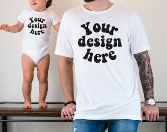 Bella Canvas 3001 Tshirt Men Mockup, Father's Day Mockup, Family Shirt Mockup, Dad T-Shirt Mockup, Child Model Mockup, Daddy & Me Mockup