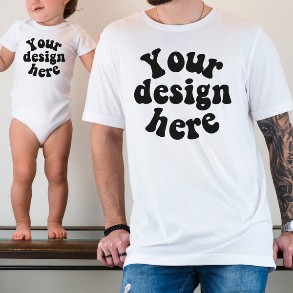 Bella Canvas 3001 Tshirt Men Mockup, Father's Day Mockup, Family Shirt Mockup, Dad T-Shirt Mockup, Child Model Mockup, Daddy & Me Mockup