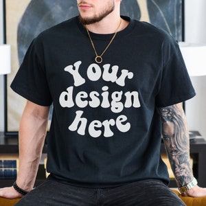 Gildan 5000 Men's black T-shirt Mockup, Black Tshirt Mockup for Men, Tattooed Model Mockup, Mens Shirt Mockup, Aesthetic Mockup, black 5000