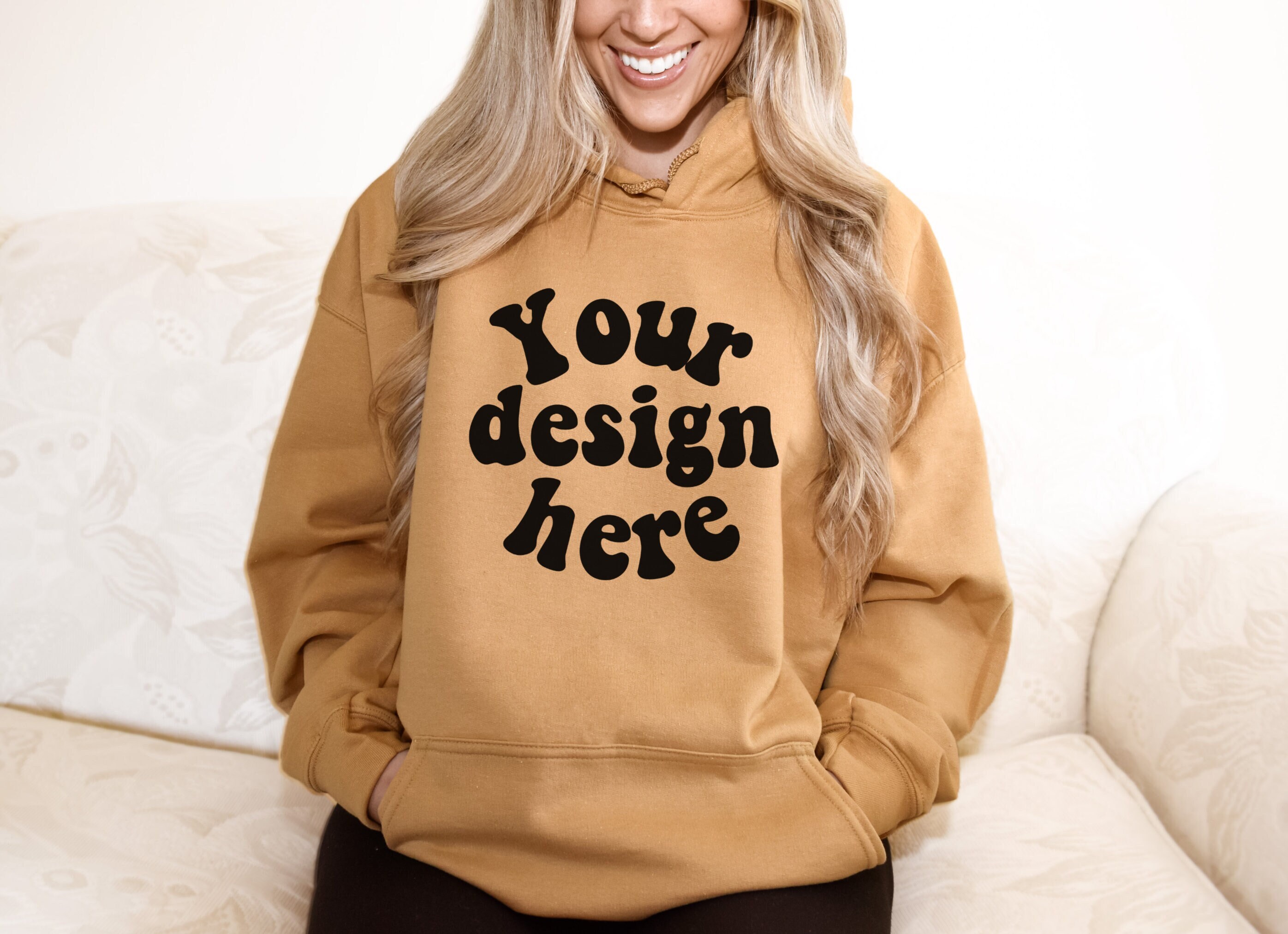 Old Gold Hoodie Mockup Gildan 18500 Mockup Trendy Hoodie - Etsy