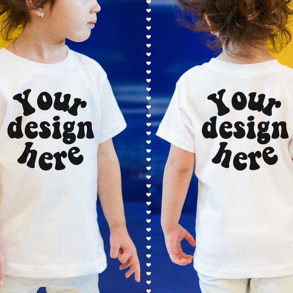 Front and Back Bella Canvas 3001T Model | Toddler Mockup | Child Model Mock-Up | Child 3001T Model Mockup | Sublimation Blank Shirt Clean