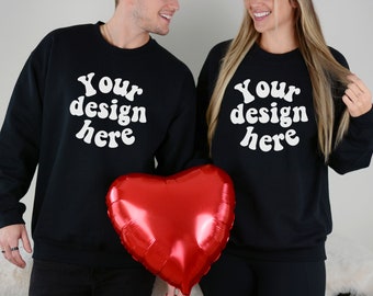 Valentine Couple Gildan 18000 mockup, Matching Sweatshirt mock up, Duo mock up, Couple 18000 mockup,