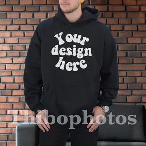 Gildan 18500 Mockup - Male Hoodie Mockup - Real Model Mockup - G185 Sweatshirt Mockup Man, Front Side, Gildan Hoodie Man Mockup Lifestyle