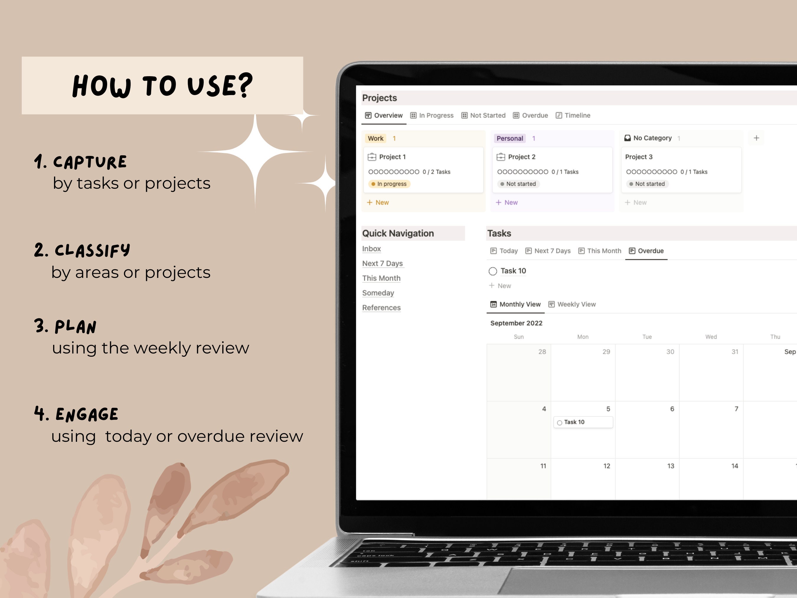 GTD Notion Planner - Getting Things Done System - Stress Free ...
