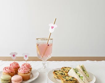 Babyshower decoratieset: babyrompertje, rietjes en mini taarttoppers