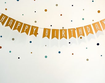 Wimpelkette aus braunem Kraftpapier Glückwunschgirlande Geburtstagsgirlande Partygirlande "Viel Glück/Happy Birthday/Alles Gute" zur Deko