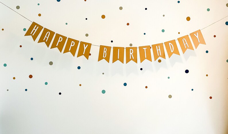 Wimpelkette aus braunem Kraftpapier Glückwunschgirlande Geburtstagsgirlande Partygirlande Viel Glück/Happy Birthday/Alles Gute zur Deko Bild 1