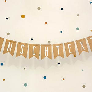 Wimpelkette mit Wunschtext aus braunem Kraftpapier personalisiert Bild 1
