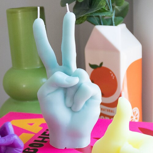 Peace Sign Candle / Hand Gesture / Peace Candle / Peace and Etsy