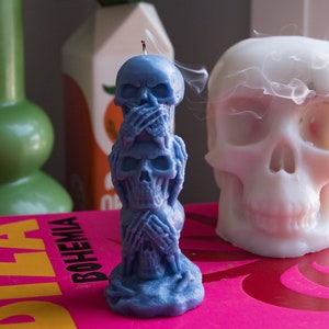Nicht sehen, nichts hören, nicht sprechen Kerze / Halloween Kerze / Skelett Kerze / Halloween Dekor / Halloween Dekoration