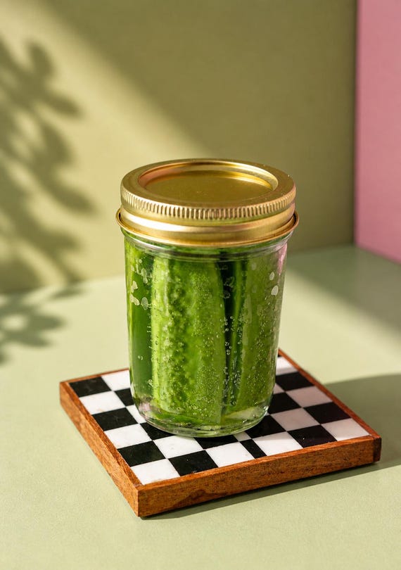 Pickle Jar Candle - Realistic Novelty Candle | Funny Food Candle Gift for Pickle Lovers | Handmade Beeswax Candle in Glass Jar Decor
