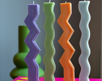Zig Zag Pillar Candle / Wave Pillar Candle / Unique Candle / Funky Candle / Decor Ideas / y2k / Custom Candles / Pillar Candles