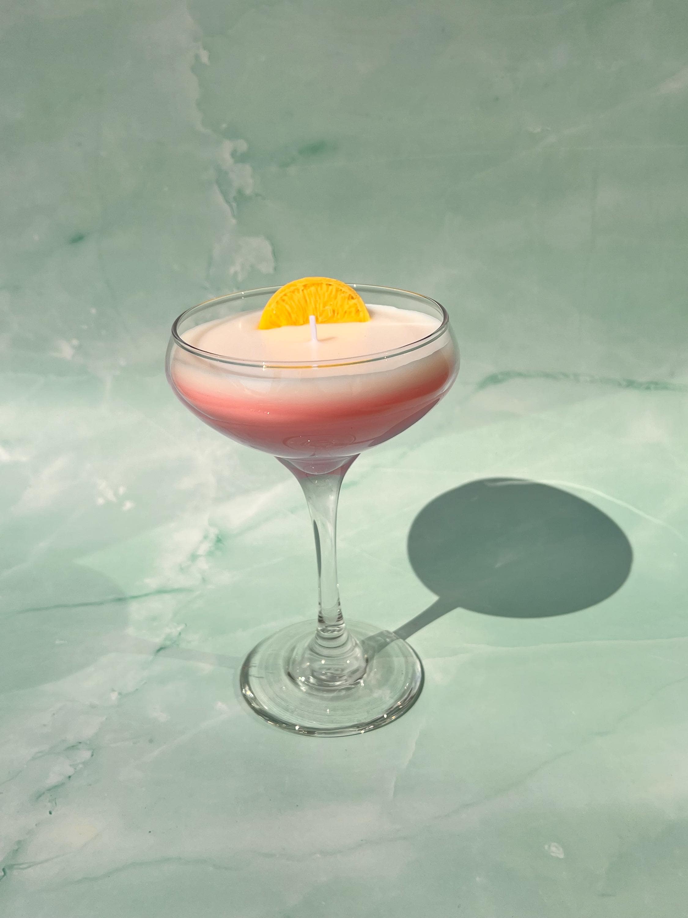 Pink Lady Martini Candle Tall Stem Coupe Glass  / Martini Candle /  Martini Lovers / cocktail Lovers