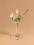 Realistic Martini Cocktail Candle Extra Olives Gel Wax Housewarming Gift Bar Cart Decor