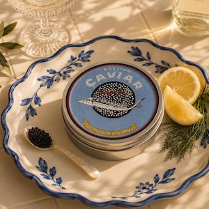 Caviar Tin Candle - Luxe Novelty Candle In Metal Tin | Elegant Food Candle Gift | Handmade Coconut Wax Candle for Home Decor & Gifting