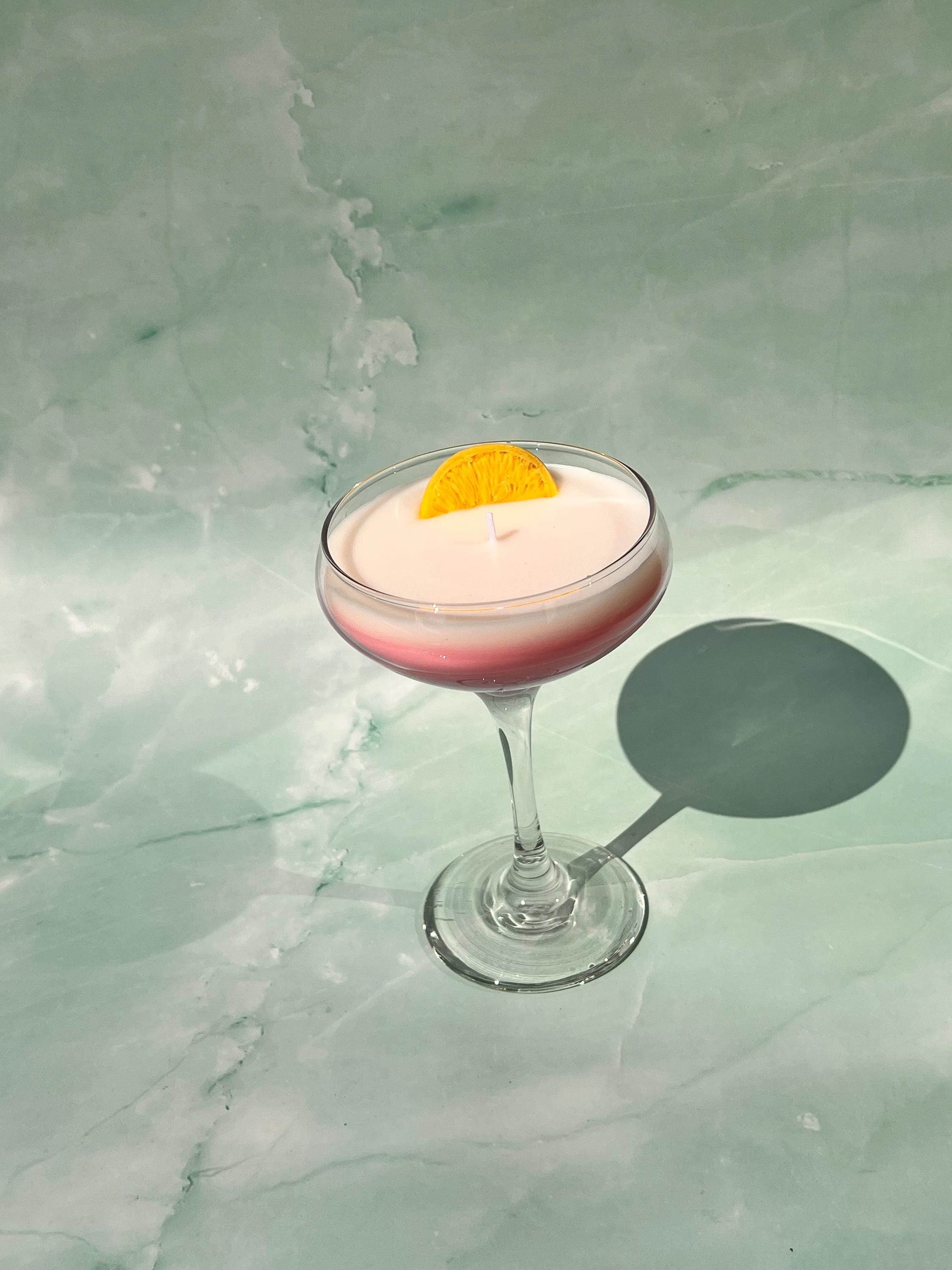 Pink Lady Martini Candle Tall Stem Coupe Glass  / Martini Candle /  Martini Lovers / cocktail Lovers