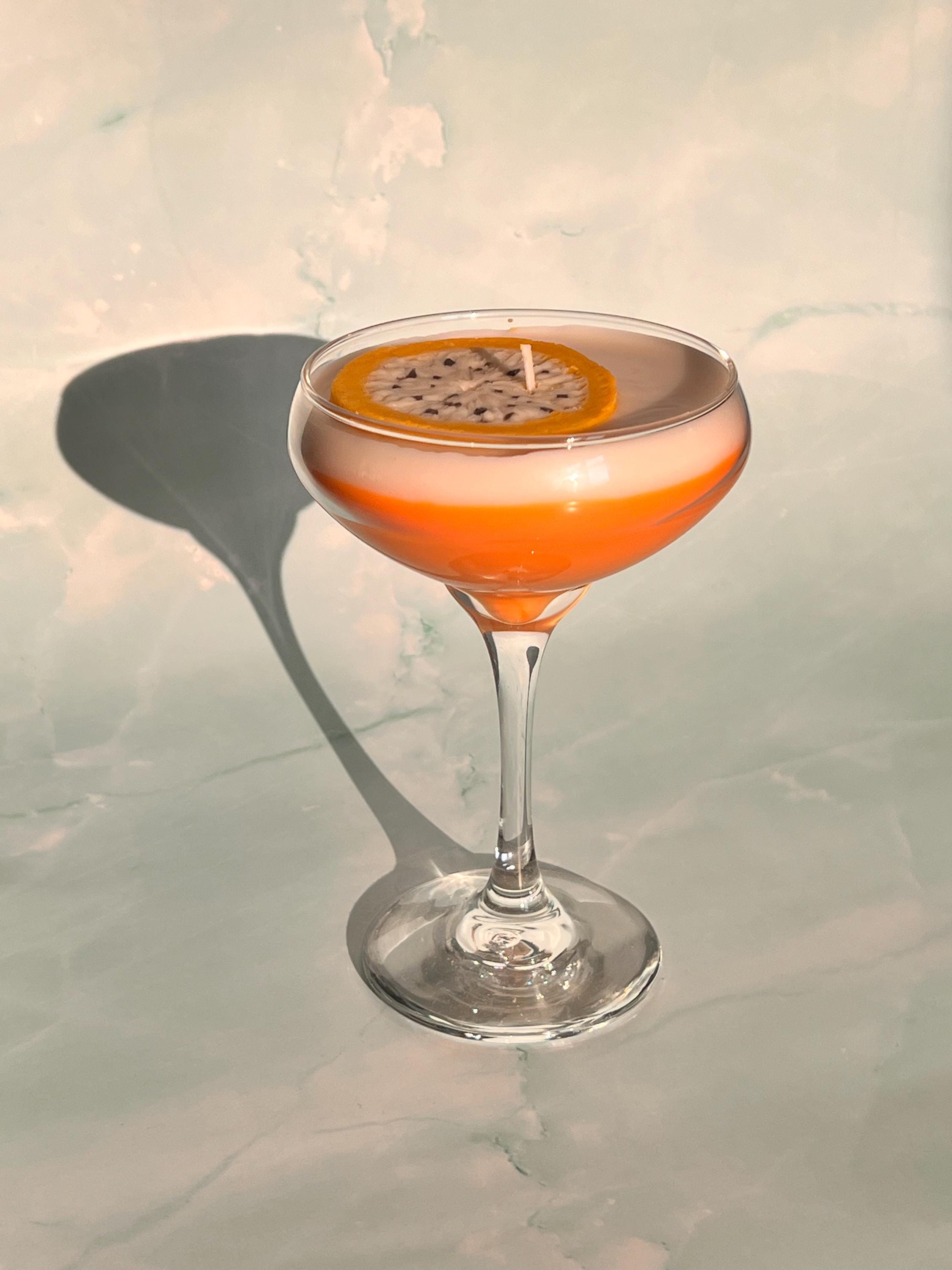 Passion fruit Martini Candle Tall Stem Coupe Glass Realistic  / Martini Candle /  Martini Lovers / cocktail Lovers